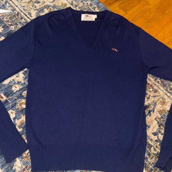 Vintage Steeplechase Navy V-Neck Long Sleeve Blank Logo Sweater MED - Picture 2 of 14